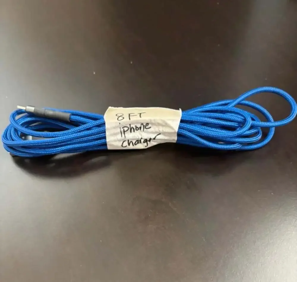8FT Nylon Braided USB-A to Lightning iPhone Charger Cable Blue